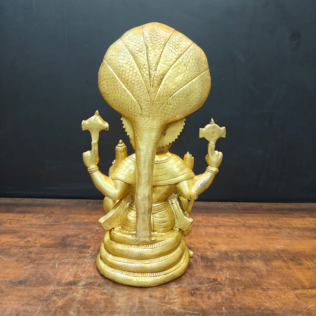 Brass Large Narasimha Lakshmi Idols Golden Finish 2 Feet