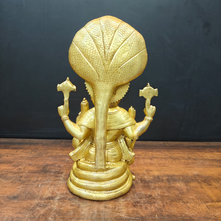 Brass Large Narasimha Lakshmi Idols Golden Finish 2 Feet