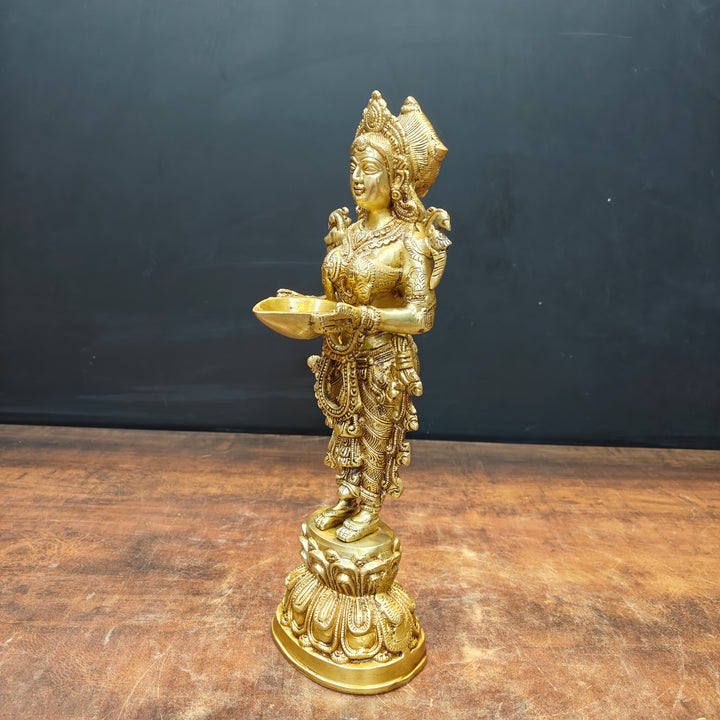 Brass Deeplakshmi Statue Showpiece For Home Decor 15 Inch