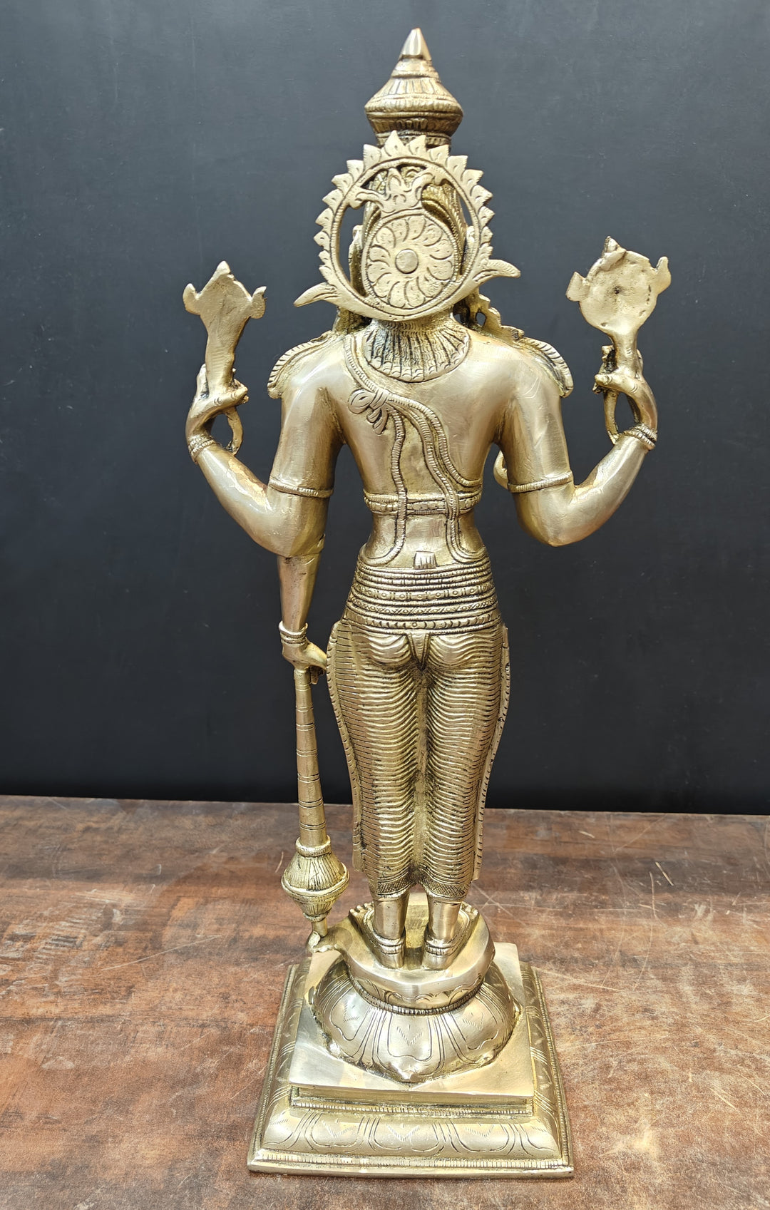 Brass Standing Vishnu Statue Antique Finish 20 Inches