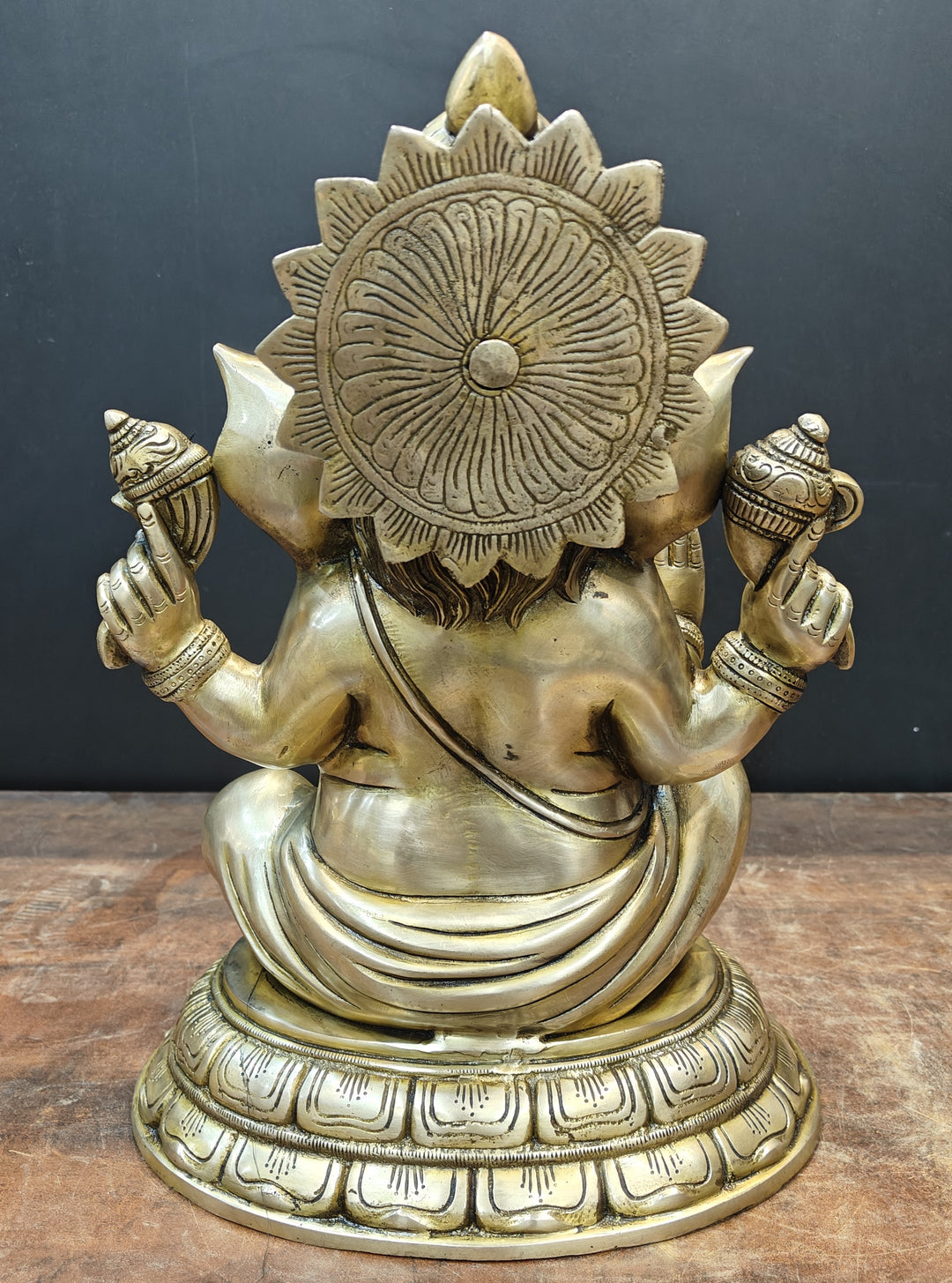 Brass Superfine Ganesha Idol Antique Finish For Home Decor 15 Inch