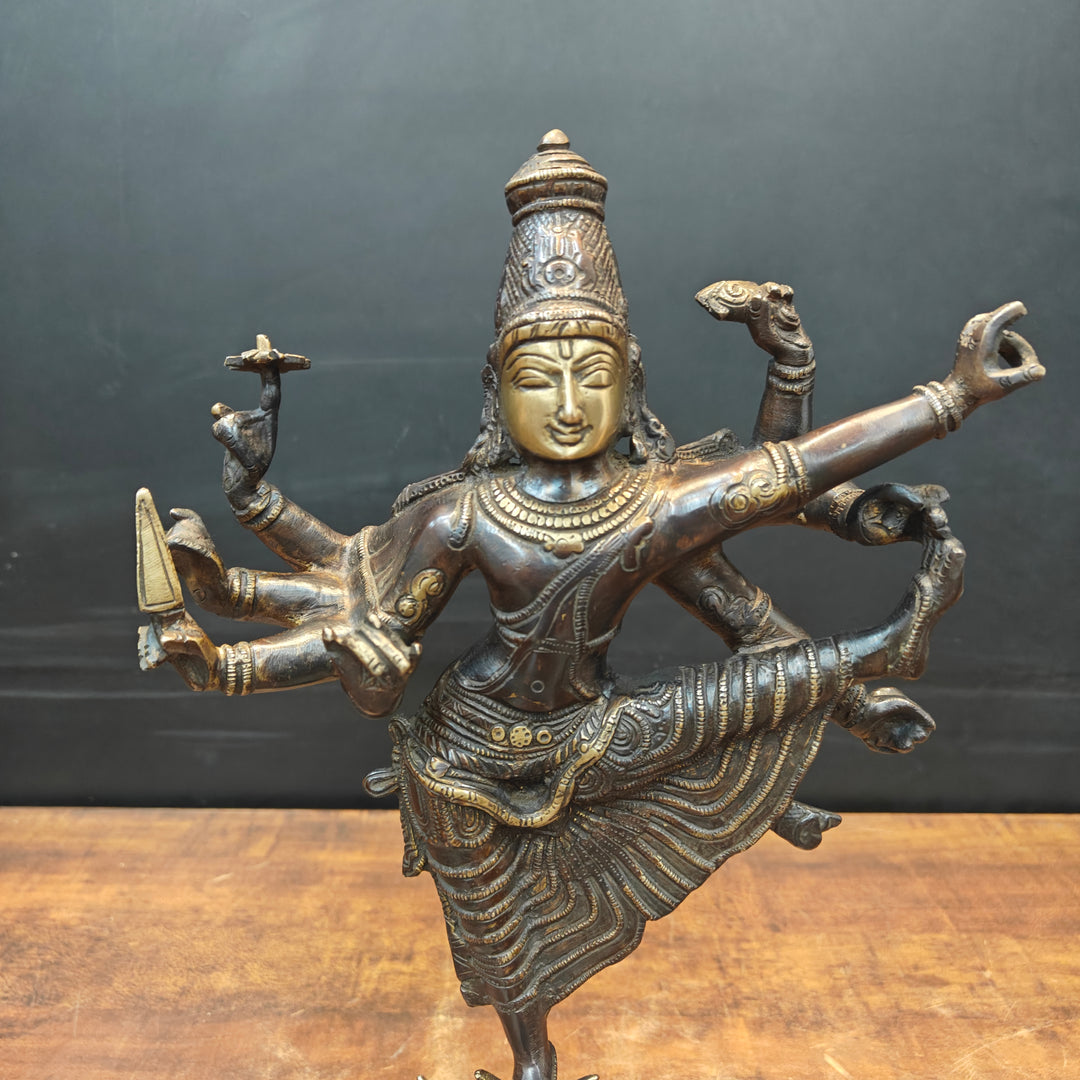 Artistic Brass Perumal Dancing Vishnu Avatar Vamana as Thirivikrama Antique Finish 16 inch