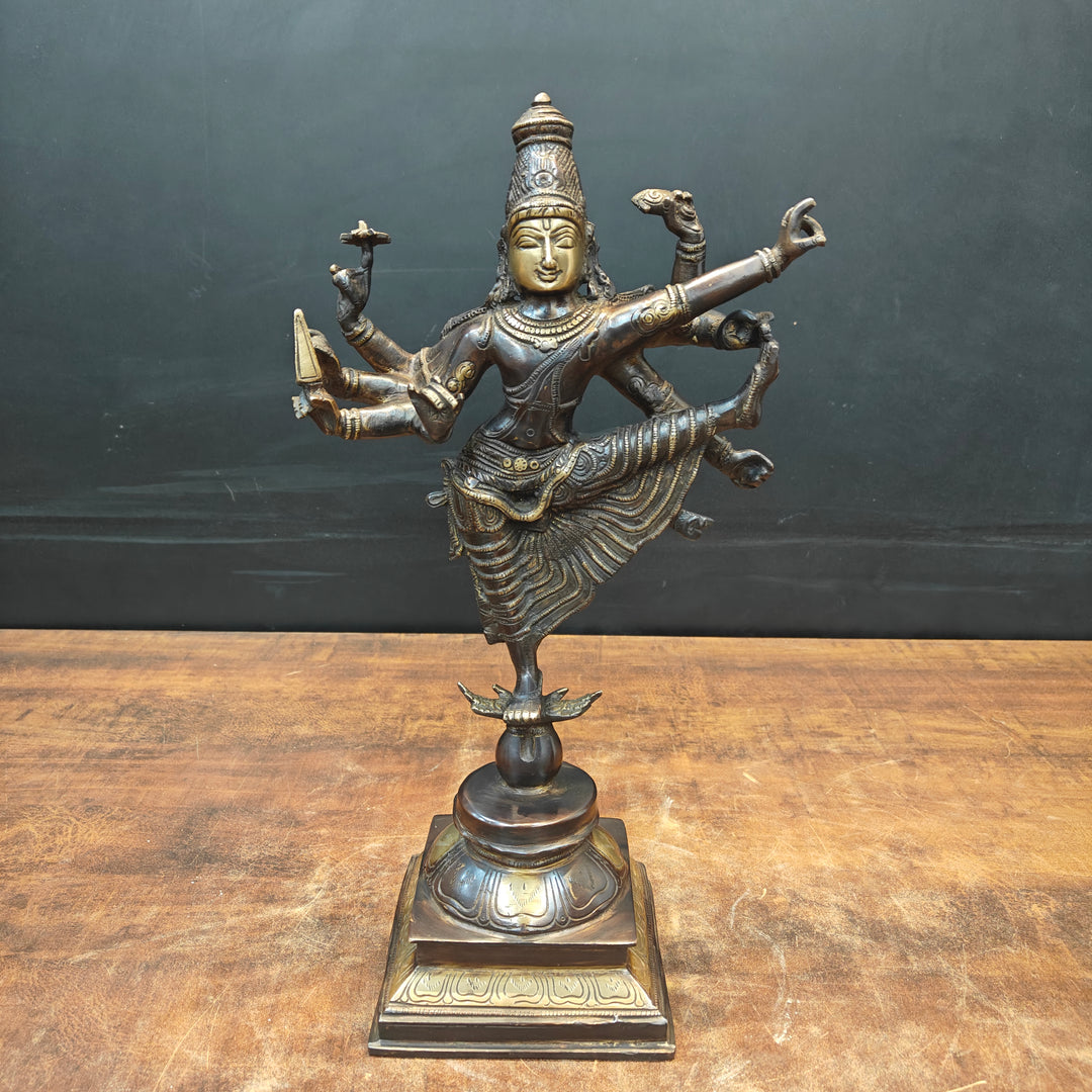 Artistic Brass Perumal Dancing Vishnu Avatar Vamana as Thirivikrama Antique Finish 16 inch