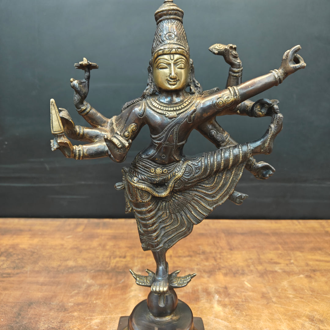 Artistic Brass Perumal Dancing Vishnu Avatar Vamana as Thirivikrama Antique Finish 16 inch