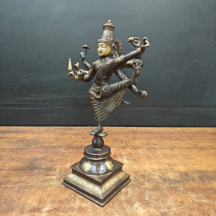 Artistic Brass Perumal Dancing Vishnu Avatar Vamana as Thirivikrama Antique Finish 16 inch