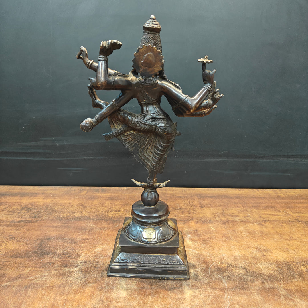 Artistic Brass Perumal Dancing Vishnu Avatar Vamana as Thirivikrama Antique Finish 16 inch