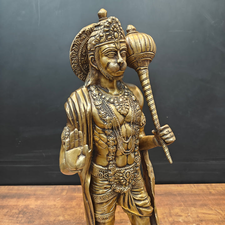 Brass Standing Hanuman Statue Blessing Mudra For Home Decor 2 Feet