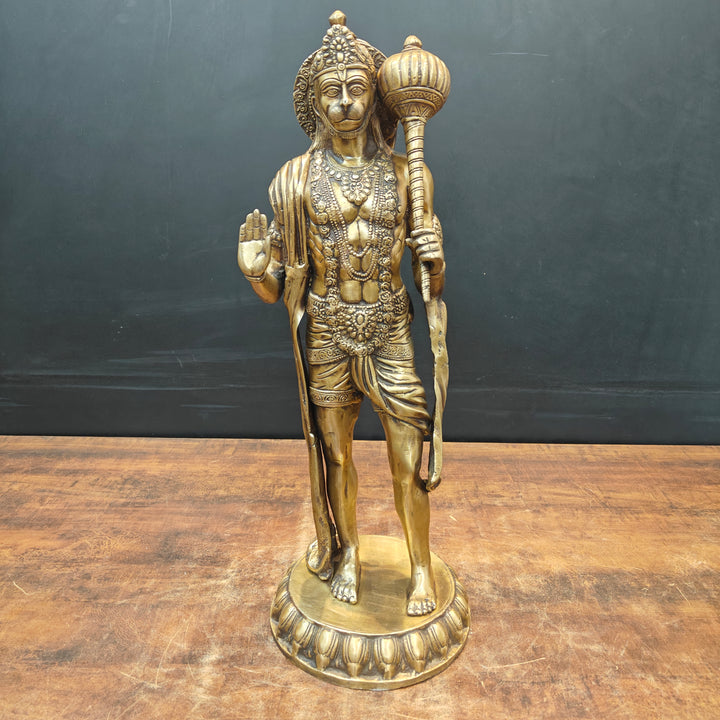 Brass Standing Hanuman Statue Blessing Mudra For Home Decor 2 Feet