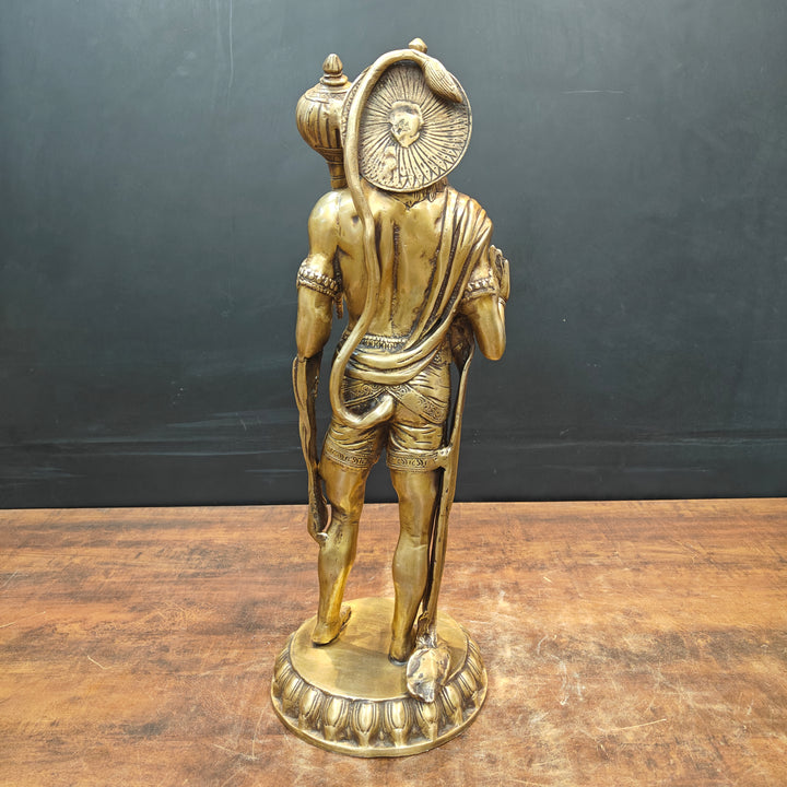 Brass Standing Hanuman Statue Blessing Mudra For Home Decor 2 Feet