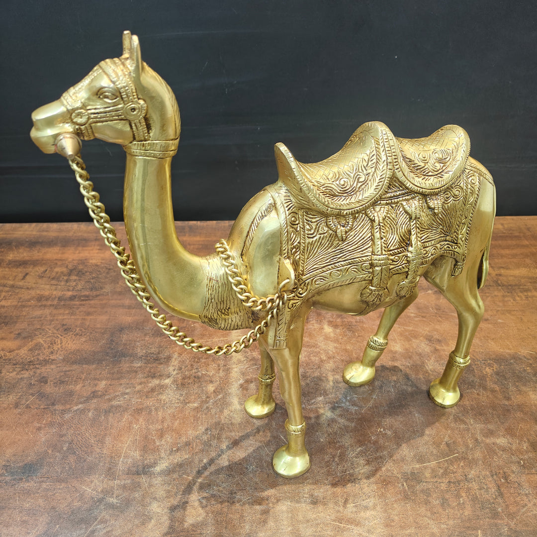 Brass Camel Sculpture Vastu Recommended Showpiece Home Decor 17 Inch