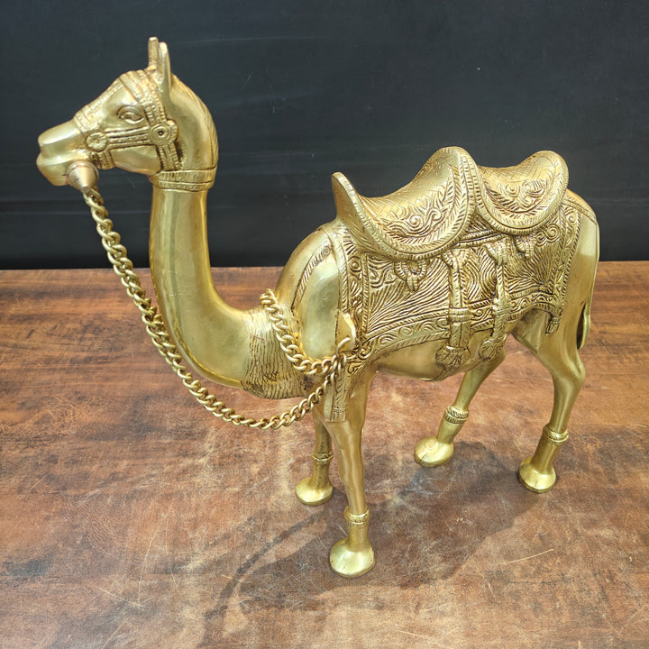 Brass Camel Sculpture Vastu Recommended Showpiece Home Decor 17 Inch