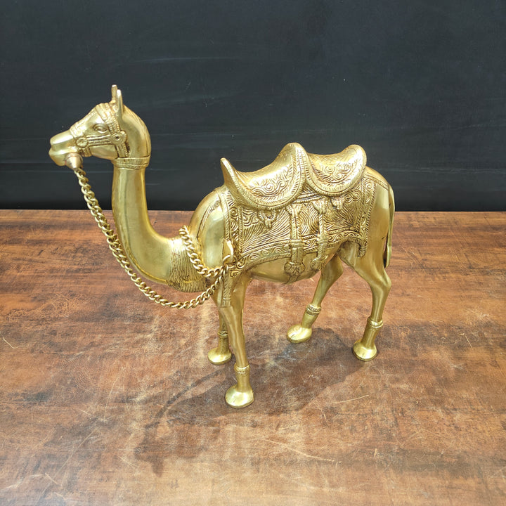 Brass Camel Sculpture Vastu Recommended Showpiece Home Decor 17 Inch