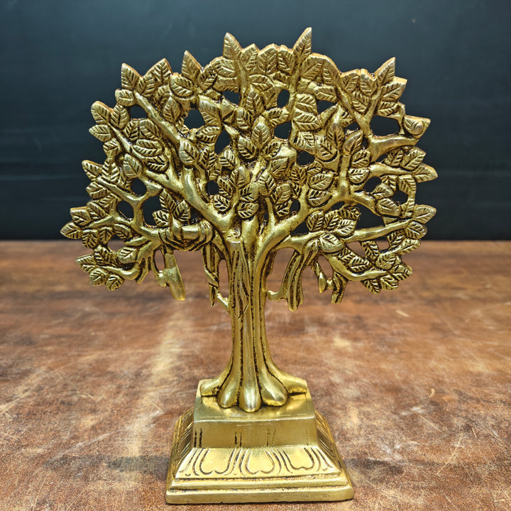 Brass Handcrafted Kalpavriksha Life Of Tree Decorative Showpiece 8 Inch