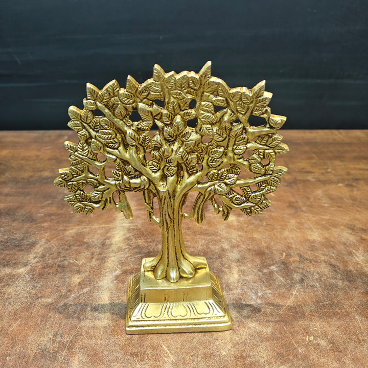 Brass Handcrafted Kalpavriksha Life Of Tree Decorative Showpiece 8 Inch