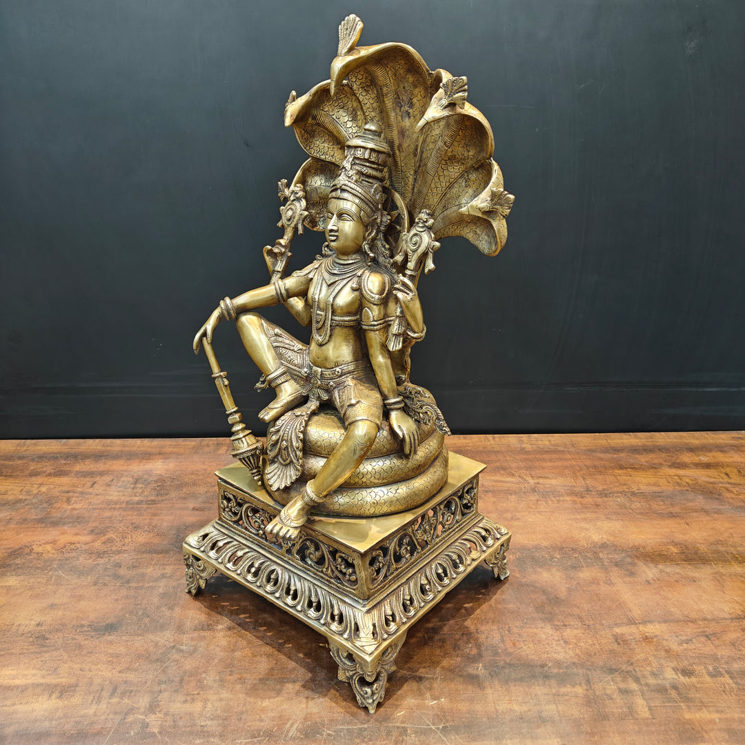 Brass Large Exclusive Vishnu Idol Sculpture Antique Finish 28 Inches