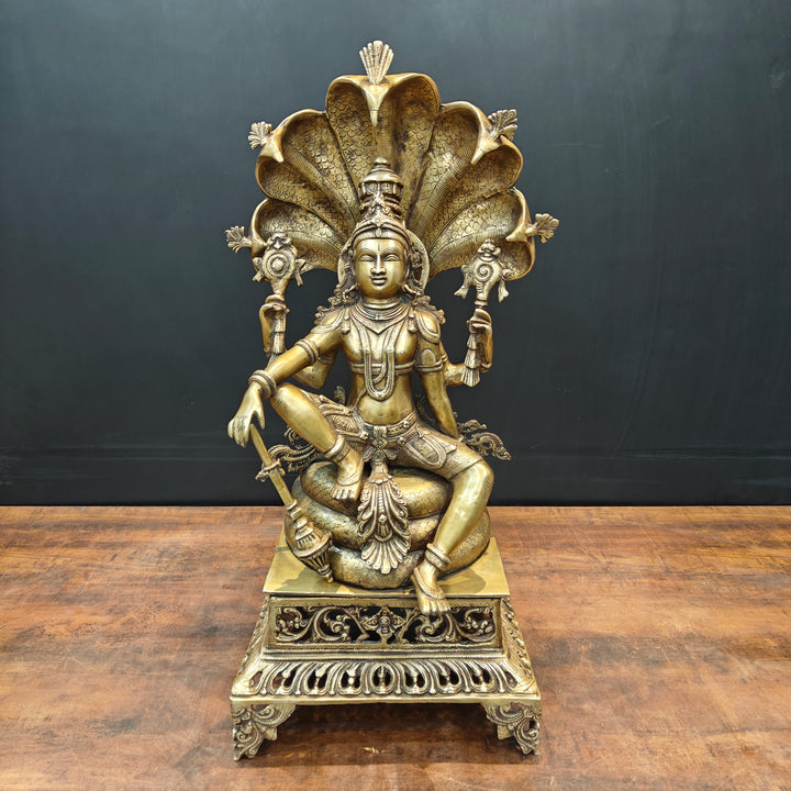 Brass Large Exclusive Vishnu Idol Sculpture Antique Finish 28 Inches