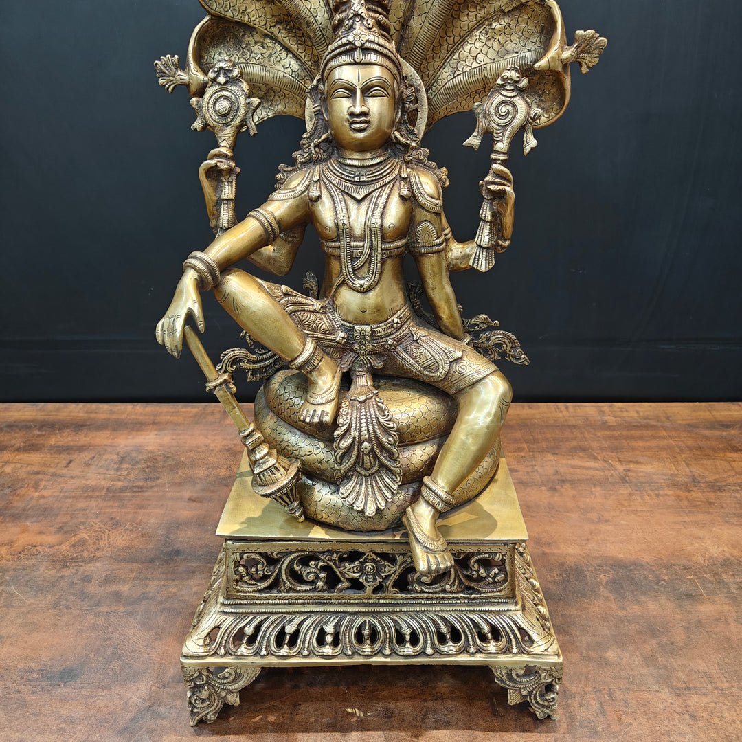 Brass Large Exclusive Vishnu Idol Sculpture Antique Finish 28 Inches