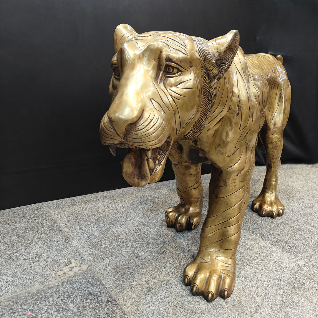 Brass Large Size Leopard Figurines Showpieces Decor 70 Inches