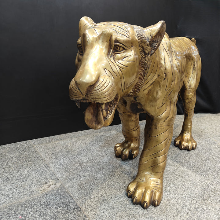 Brass Large Size Leopard Figurines Showpieces Decor 70 Inches