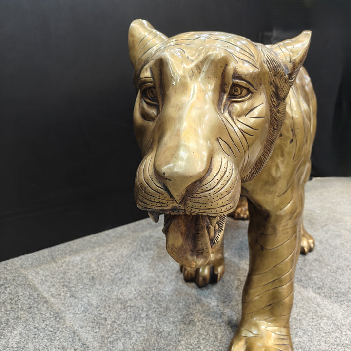 Brass Large Size Leopard Figurines Showpieces Decor 70 Inches