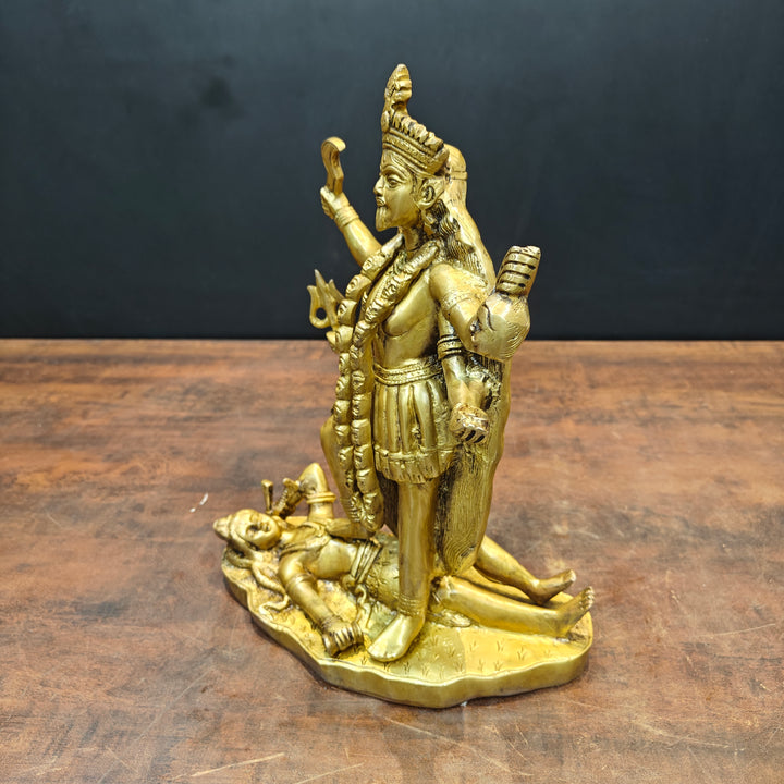 Brass Hindu Goddess Kali Mata Idol Kalka Maa Golden Finish 14 Inches