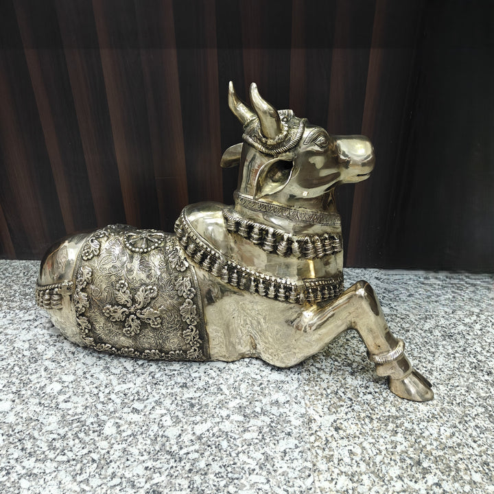 Brass Large Nandi Sculpture Antique Finish 33 inches
