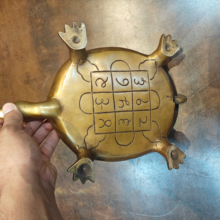 Brass Dashavtar Vishnu Shree Yantra on Tortoise 13 Inch