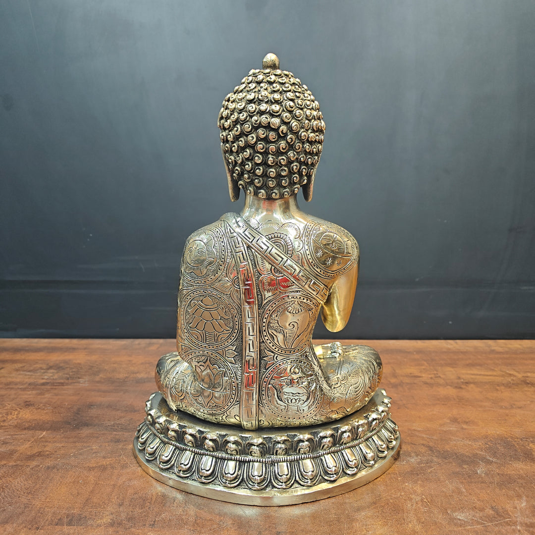 Brass Blessing Buddha Statue Antique Finish For Home Decor 14 Inch
