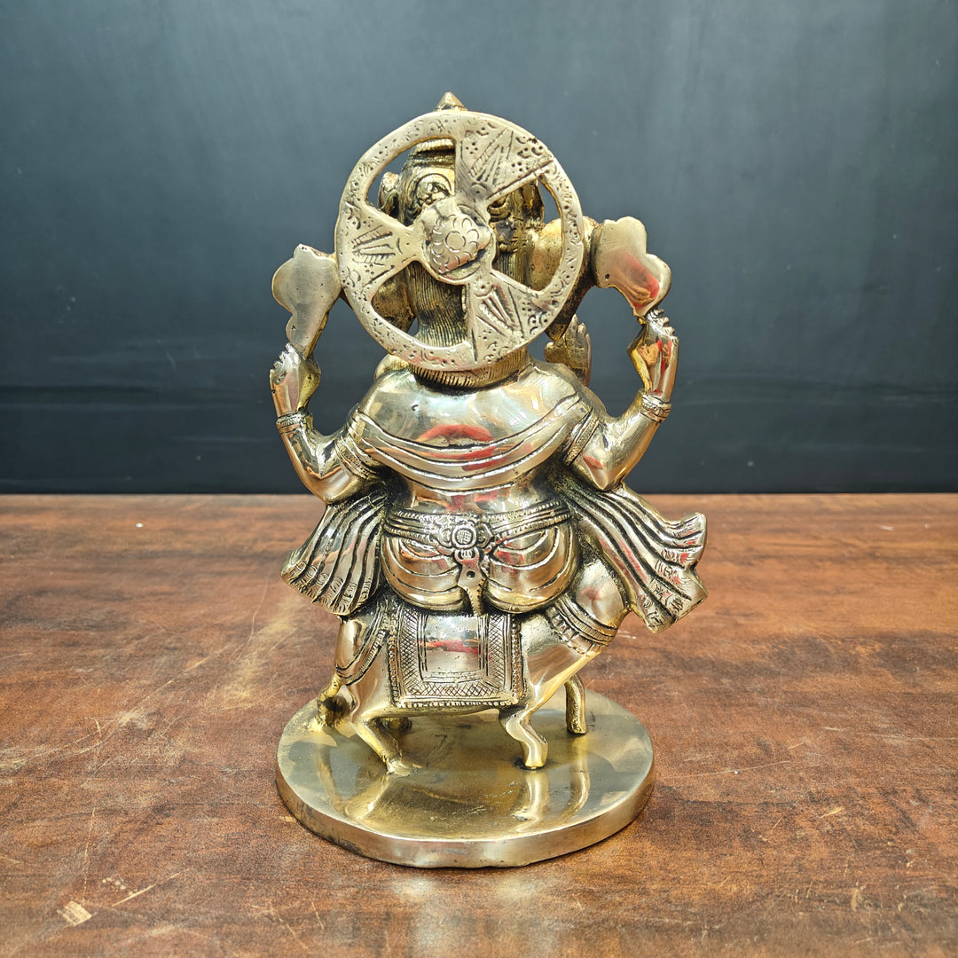 Brass Ganesha Idol Sitting On Mouse For Home Decor 10 Inch