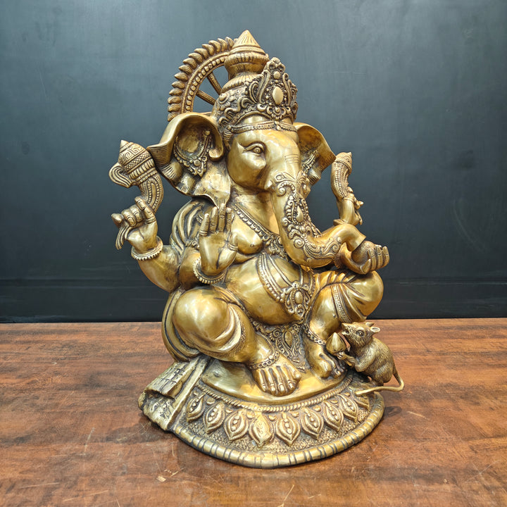 Brass Lord Ganesha Idol Antique Finish For Home Decor 2 Feet