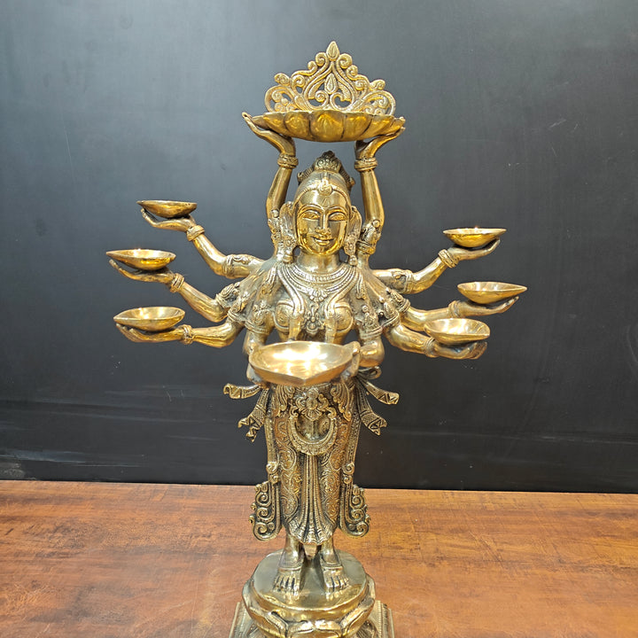 Brass Deeplakshmi Pavaai Vilakku Statue For Pooja Room Home Decor 28 Inch
