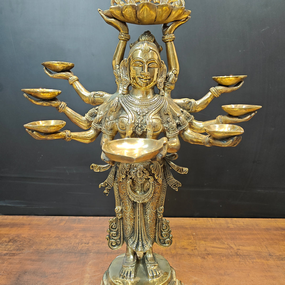 Brass Deeplakshmi Pavaai Vilakku Statue For Pooja Room Home Decor 28 Inch