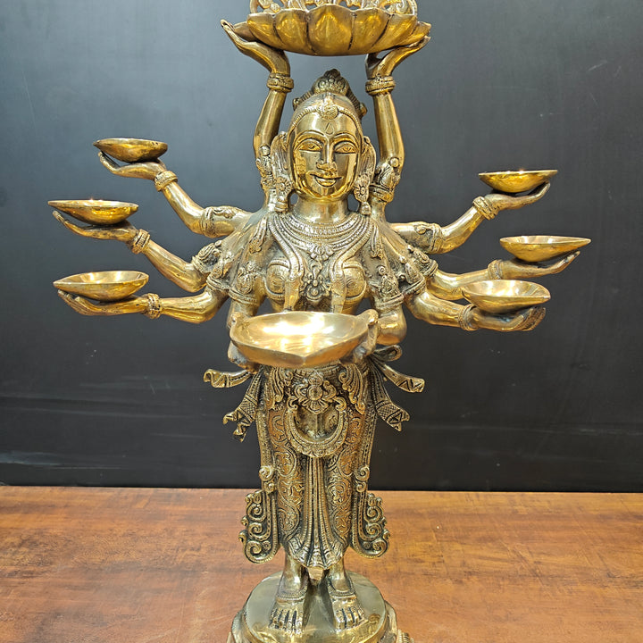 Brass Deeplakshmi Pavaai Vilakku Statue For Pooja Room Home Decor 28 Inch