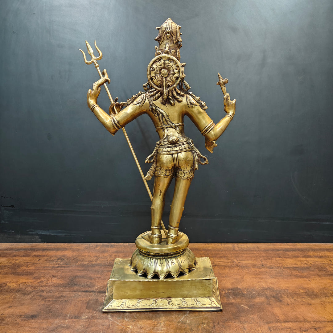 Brass Standing Lord Shiva as Pashupatinath Statue 32 Inches