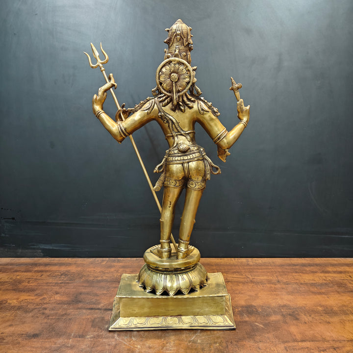Brass Standing Lord Shiva as Pashupatinath Statue 32 Inches