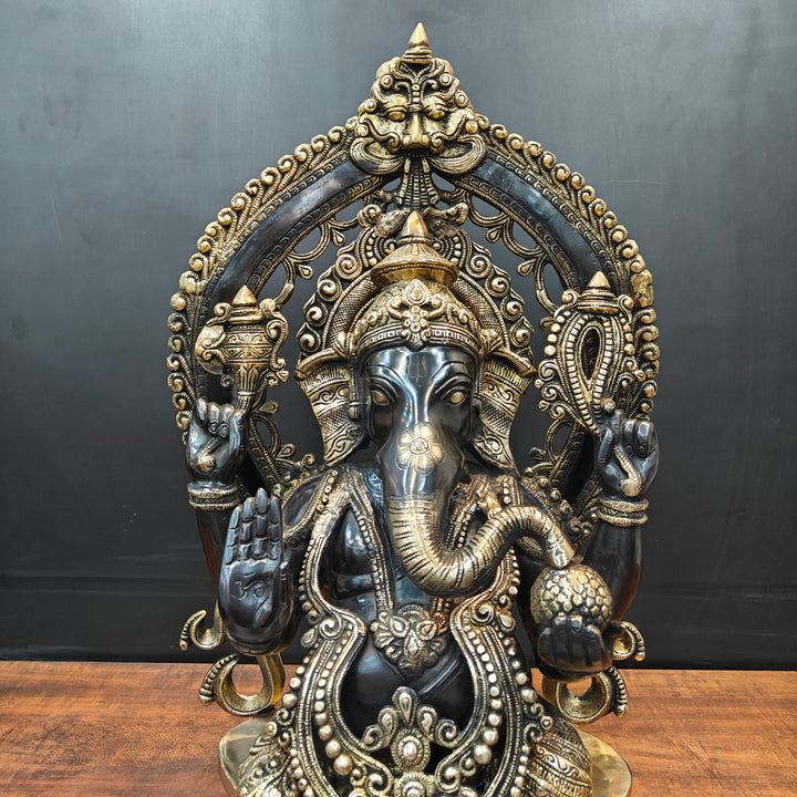 Brass Ganesha Statue Black Patina Finish 26 Inches