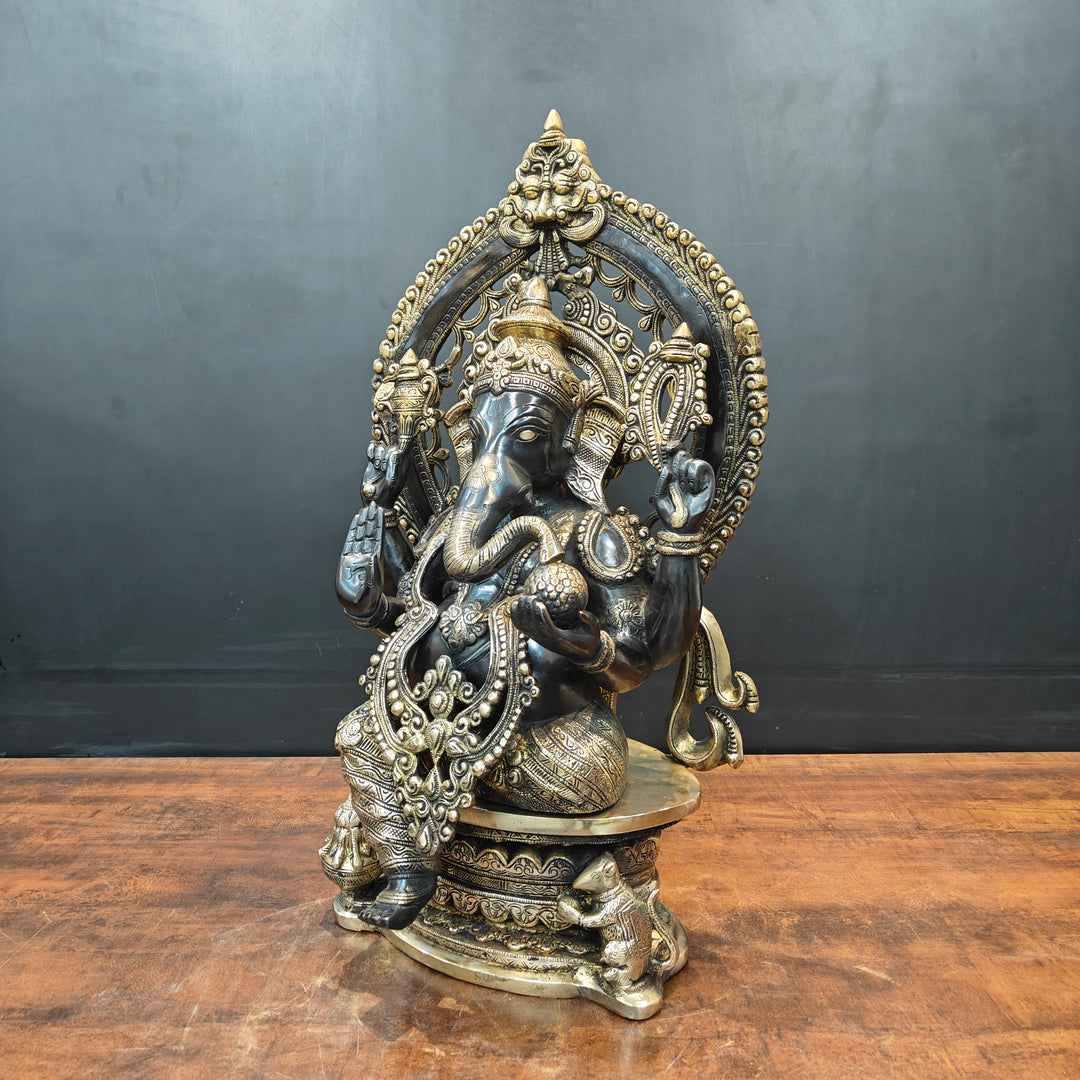 Brass Ganesha Statue Black Patina Finish 26 Inches