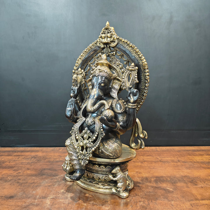 Brass Ganesha Statue Black Patina Finish 26 Inches