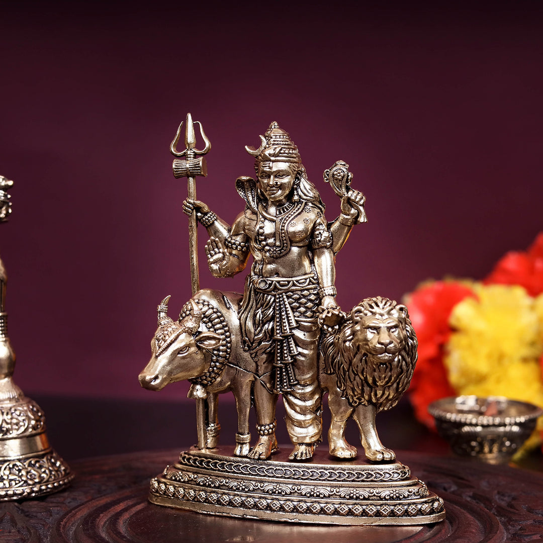 Brass Superfine Ardhanarishvara Statue Shiva Shakti Idol 4.5 Inch