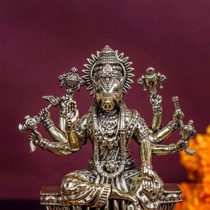 Brass Sueprfine Varaha Idol For Home Temple Decor 4 Inch