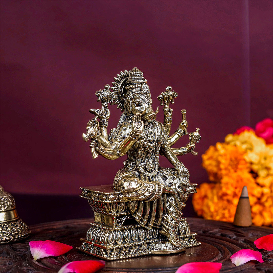 Brass Sueprfine Varaha Idol For Home Temple Decor 4 Inch