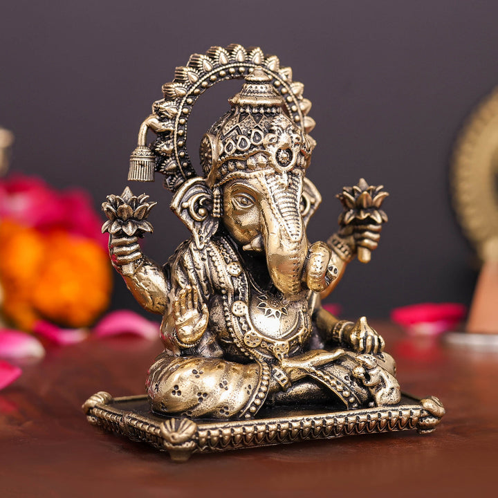 Brass Superfine Dagduseth Ganesha Idol 3 Inch