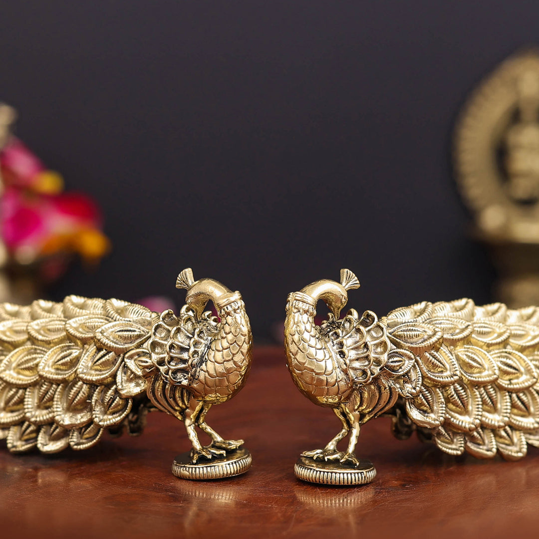 Brass Superfine Peacock Pair Miniature Showpiece 3.5 Inch