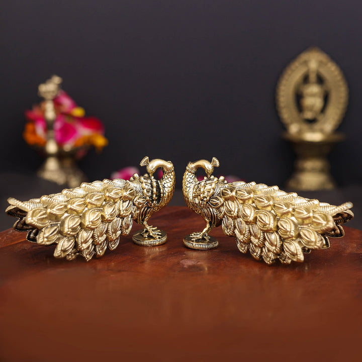 Brass Superfine Peacock Pair Miniature Showpiece 3.5 Inch