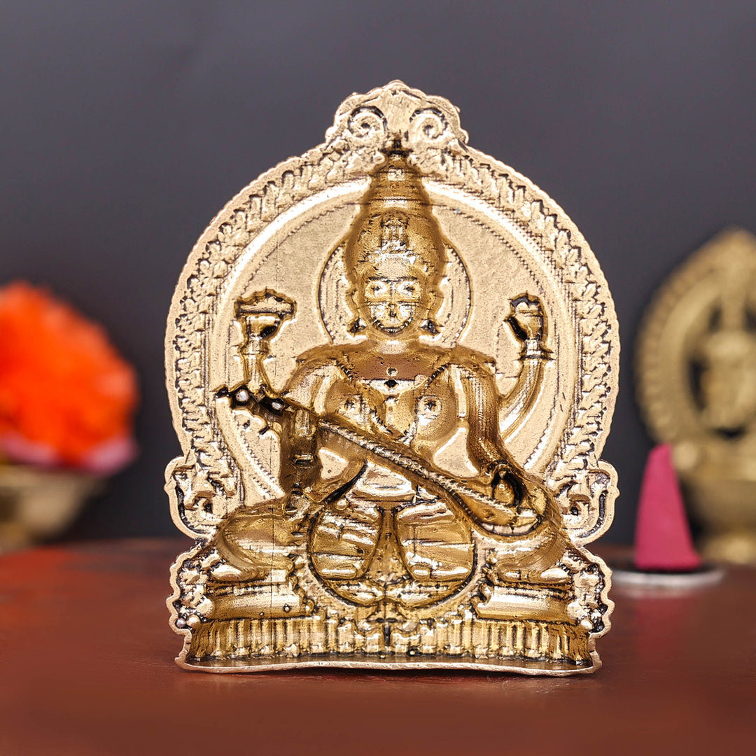 Brass Superfine Goddess Saraswati Idol 4 Inch
