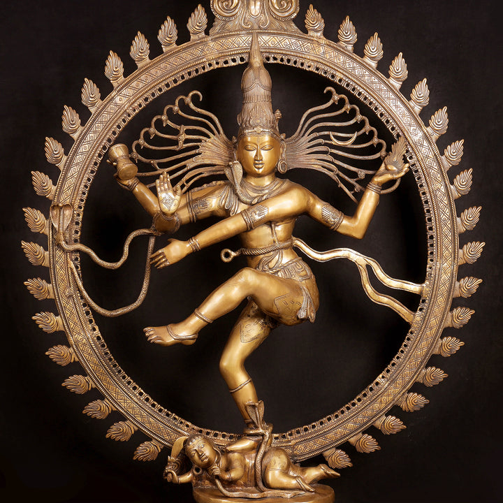 Brass Large Size Nataraja Idol Dancing Shiva Sculpture Antique Finish 6 Feet