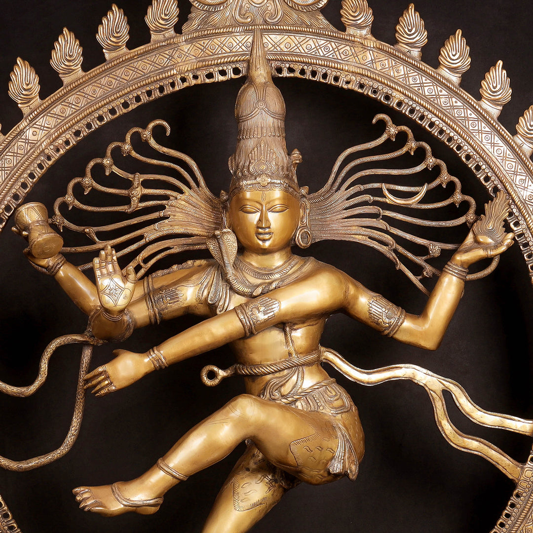 Brass Large Size Nataraja Idol Dancing Shiva Sculpture Antique Finish 6 Feet