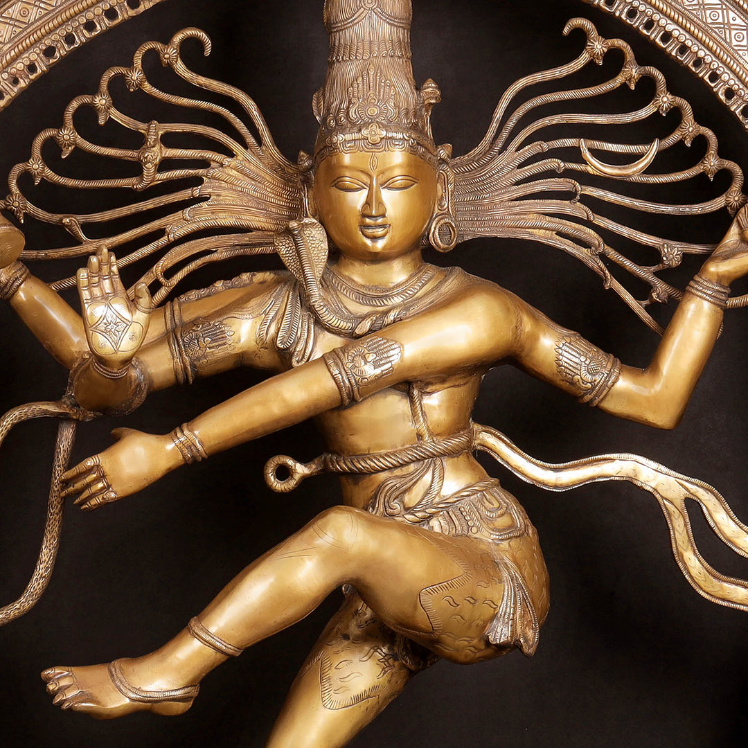 Brass Large Size Nataraja Idol Dancing Shiva Sculpture Antique Finish 6 Feet