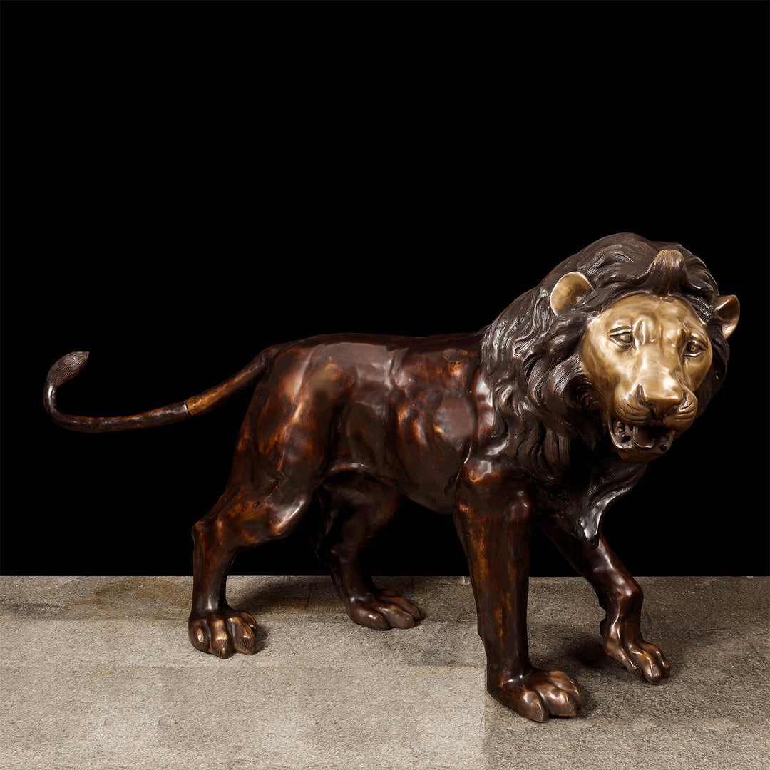 Brass Large Size Lion Statue Sculpture Decor Showpiece 77 Inches