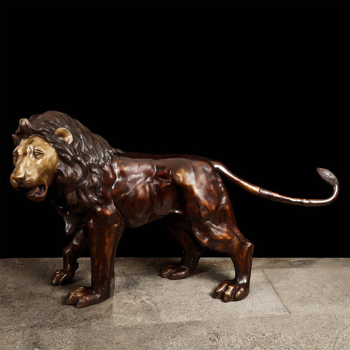 Brass Large Size Lion Statue Sculpture Decor Showpiece 77 Inches